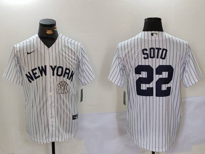 Men New York Yankees #22 Soto White stripe Game 2024 Nike MLB Jersey style 9023->indianapolis colts->NFL Jersey